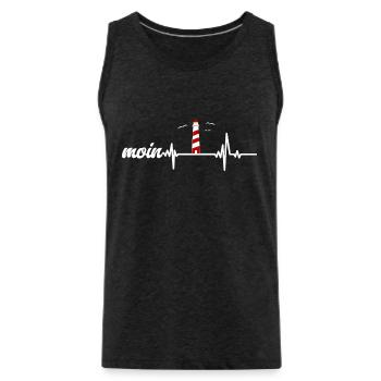 Moin Leuchtturm Herzschlag Norddeutsch - Männer Premium Bio Tank Top - Anthrazit - Vorne - AI Model Male 185 dark (185cm)