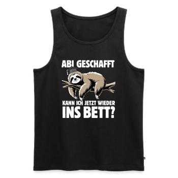 Faultier - Abitur geschafft wieder ins Bett? - Männer Premium Bio Tank Top - Anthrazit - Vorne - AI Model Male 185 dark (185cm)