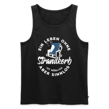 Ein Leben ohne Strandkorb ist möglich aber sinnlos - Männer Premium Bio Tank Top - Anthrazit - Vorne - AI Model Male 185 dark (185cm)