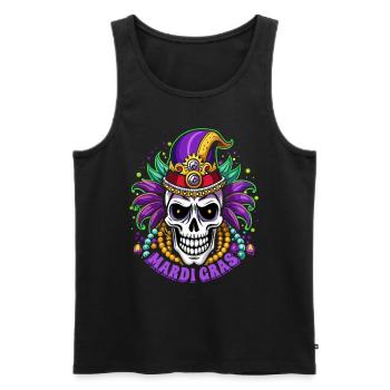 Mardi Gras - Carnival - Skull - Gift - Men's Premium Organic Tank Top - charcoal grey - Front - AI Model Male 185 dark (185cm)