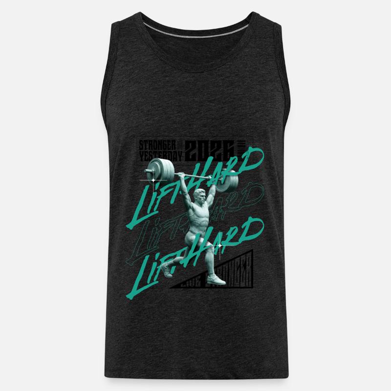 Gewichtheber-Mann, lila-rosa dunkle Version - Männer Premium Bio Tank Top - Anthrazit