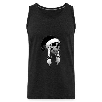 Skull Woman Christmas Beanie Braids - Men's Premium Organic Tank Top - charcoal grey - Front - AI Model Male 185 dark (185cm)