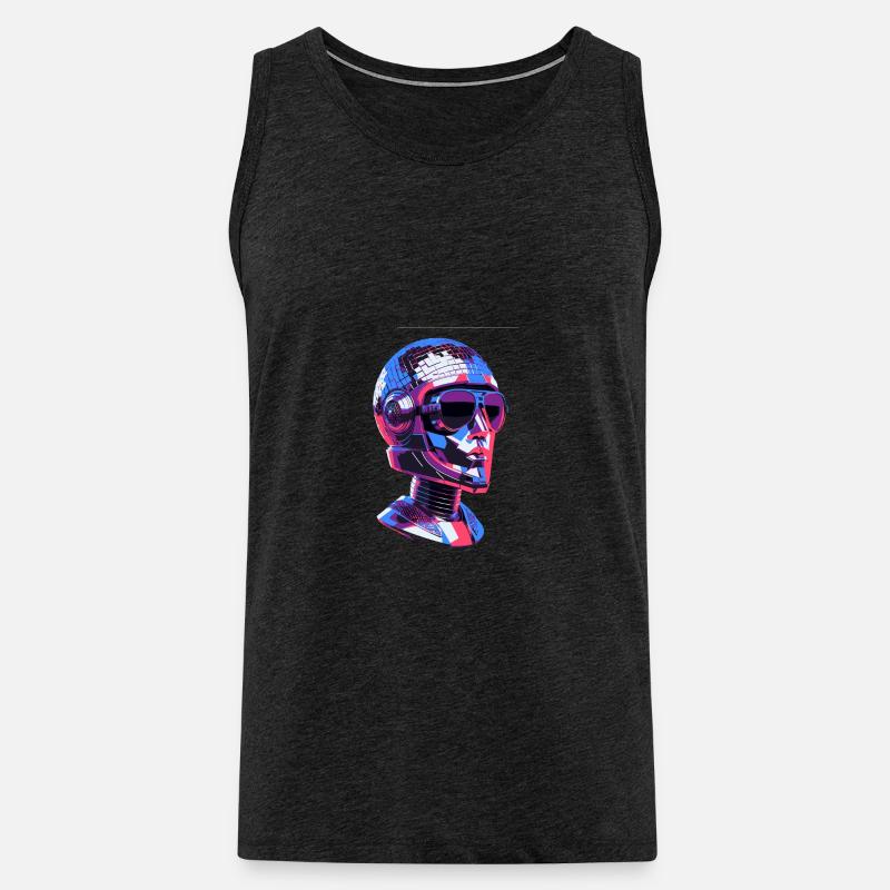 Robot, boule disco, tête de boule disco - Débardeur bio Premium Homme - charbon