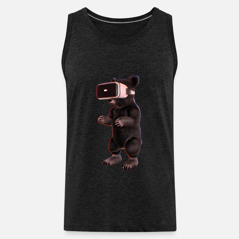 Bär mit Virtual Reality Headset - Männer Premium Bio Tank Top - Anthrazit