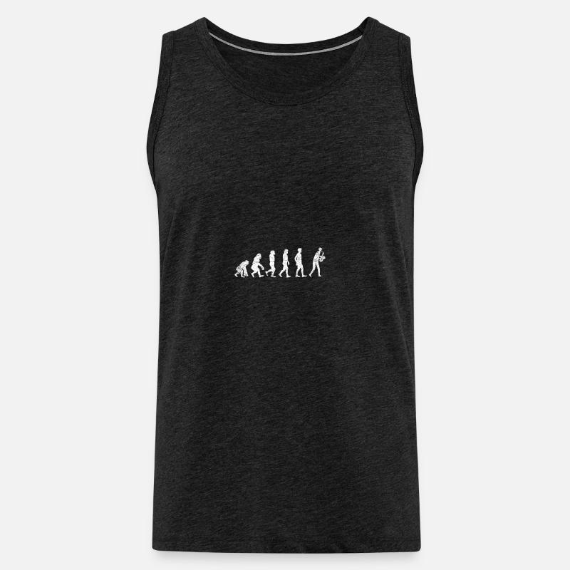 Saxophon Musiker Evolution - Männer Premium Bio Tank Top - Anthrazit