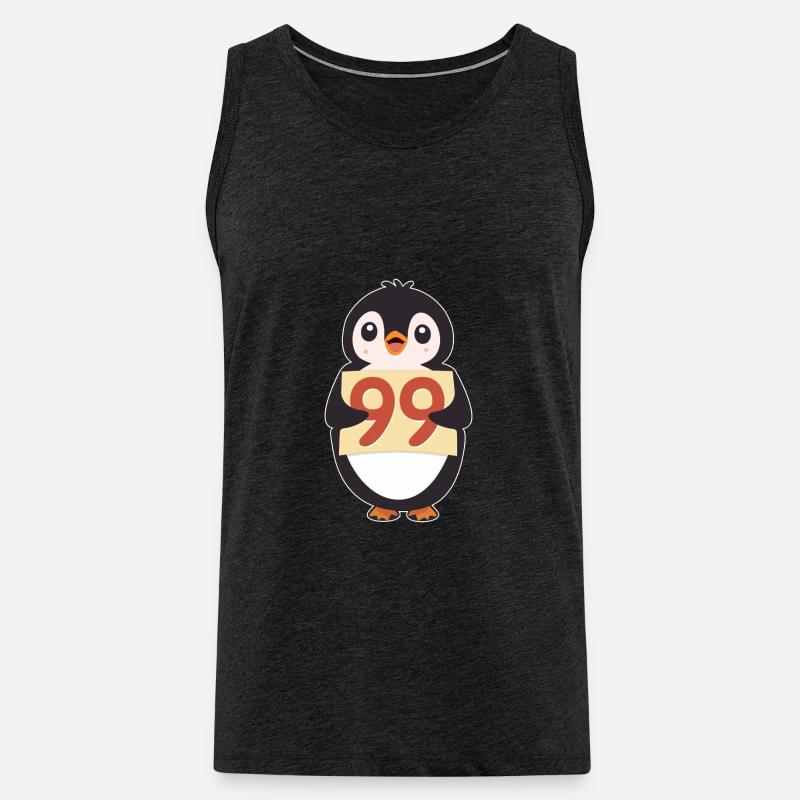 Penguin 99 Countdown-Schild - Männer Premium Bio Tank Top - Anthrazit