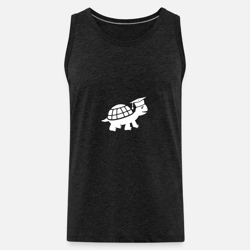 Schildkröte mit Doktorhut Doktorarbeit Studium - Männer Premium Bio Tank Top - Anthrazit