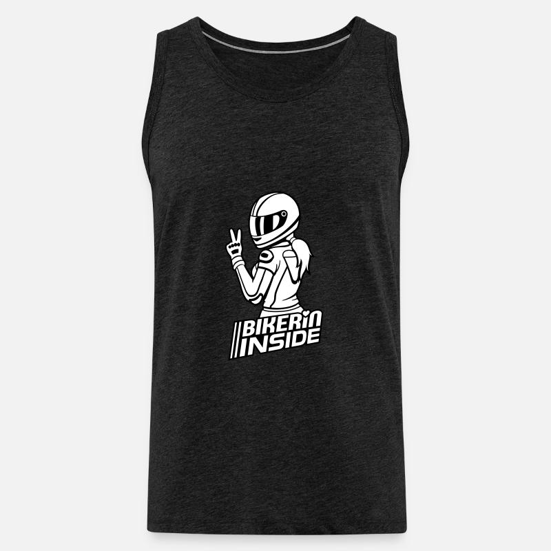 Bikerin inside (Farben änderbar) - Männer Premium Bio Tank Top - Anthrazit