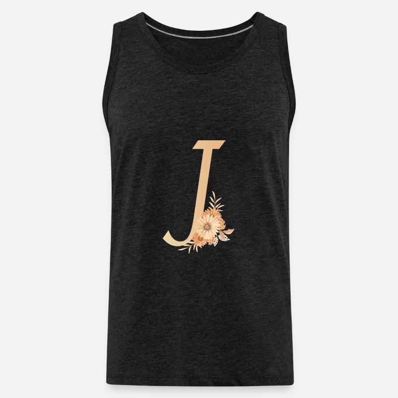 Buchstabe J mit Blumen - Männer Premium Bio Tank Top - Anthrazit