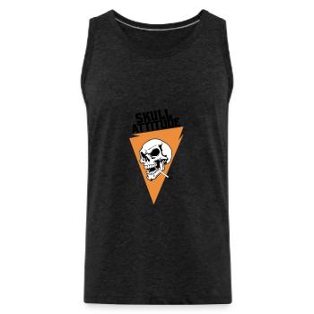 Rebel Skull with Triangle Cigarette - Men's Premium Organic Tank Top - charcoal grey - Front - AI Model Male 185 dark (185cm)