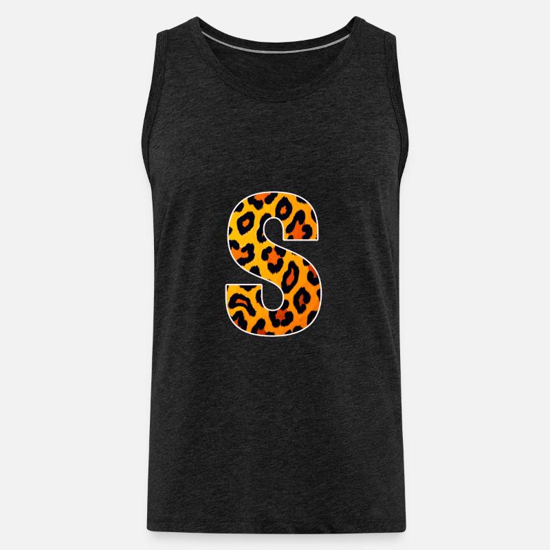 Leopardenmuster S Buchstabe - Männer Premium Bio Tank Top - Anthrazit