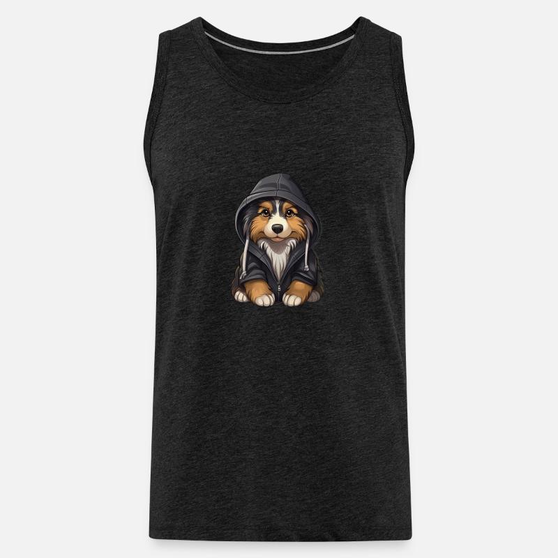 Cooler Australian Shepherd in Freizeitkleidung - Männer Premium Bio Tank Top - Anthrazit