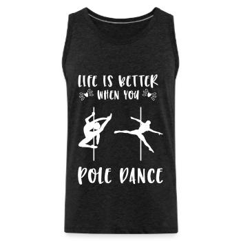 Pole Dance Pole Dancing Pole Dance Stripper - Men's Premium Organic Tank Top - charcoal grey - Front - Alexander (188cm)