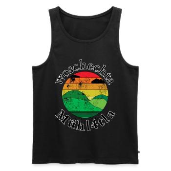 woschechta Mühl4tla-waschechter Mühl4tler, Dialekt - Männer Premium Bio Tank Top - Anthrazit - Vorne - AI Model Male 185 dark (185cm)