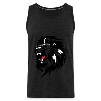 Silhouette de lion rameur avec langue rouge - Débardeur bio Premium Homme - charbon - Devant - AI Model Male 185 dark (185cm)