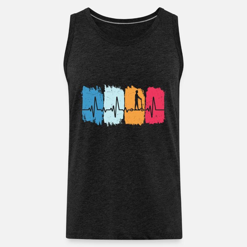 Tretroller retro herzschlag scooter roller - Männer Premium Bio Tank Top - Anthrazit