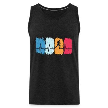 T-shirt de course rétro heartbeat pour coureur joggeur - Débardeur bio Premium Homme - charbon - Devant - AI Model Male 185 dark (185cm)