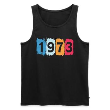 Retro 1973 t-shirt 73 vintage 1973 - Men's Premium Organic Tank Top - charcoal grey - Front - AI Model Male 185 dark (185cm)