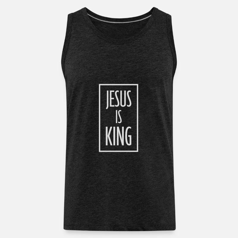 jesus is king Zitat - Männer Premium Bio Tank Top - Anthrazit
