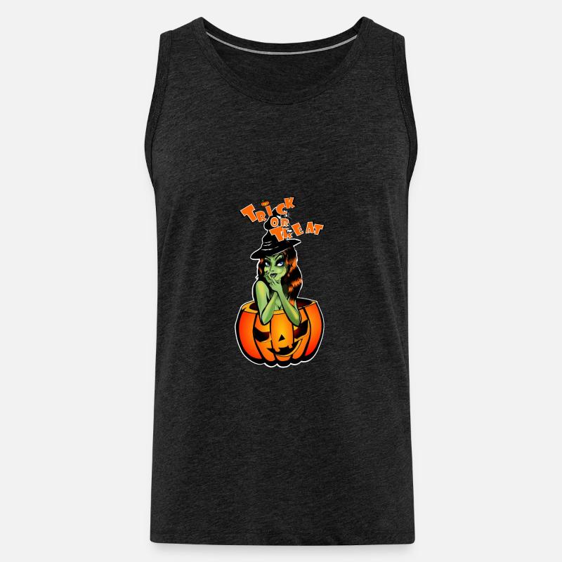 Süßes oder Saures Hexe im Kürbis - Männer Premium Bio Tank Top - Anthrazit