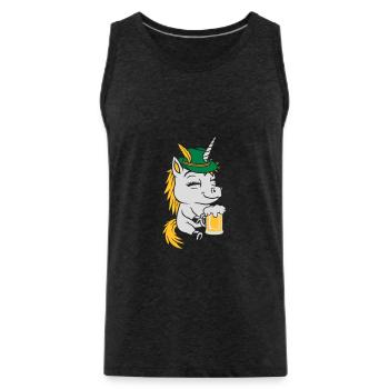 Party Unicorn Beer Drink - Men's Premium Organic Tank Top - charcoal grey - Front - Alexander (188cm)