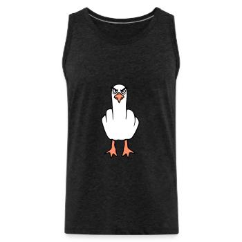 Mouette majeur insulte doigt puant vilain - Débardeur bio Premium Homme - charbon - Devant - AI Model Male 185 dark (185cm)