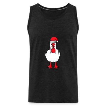 Seagull Middle Finger Fuck You Angry Christmas - Men's Premium Organic Tank Top - charcoal grey - Front - AI Model Male 185 dark (185cm)