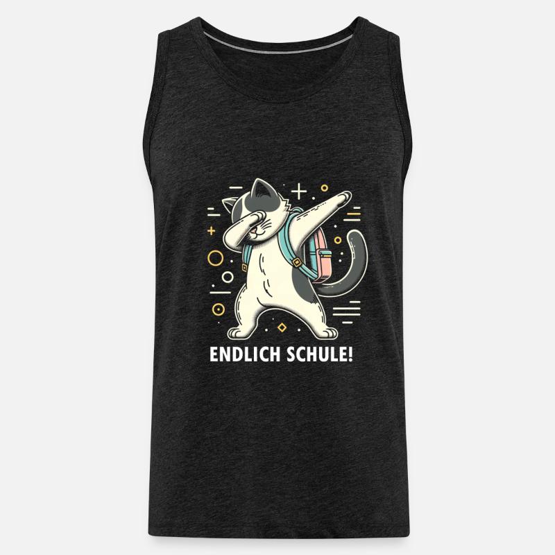 Schule Endlich Katze - Männer Premium Bio Tank Top - Anthrazit