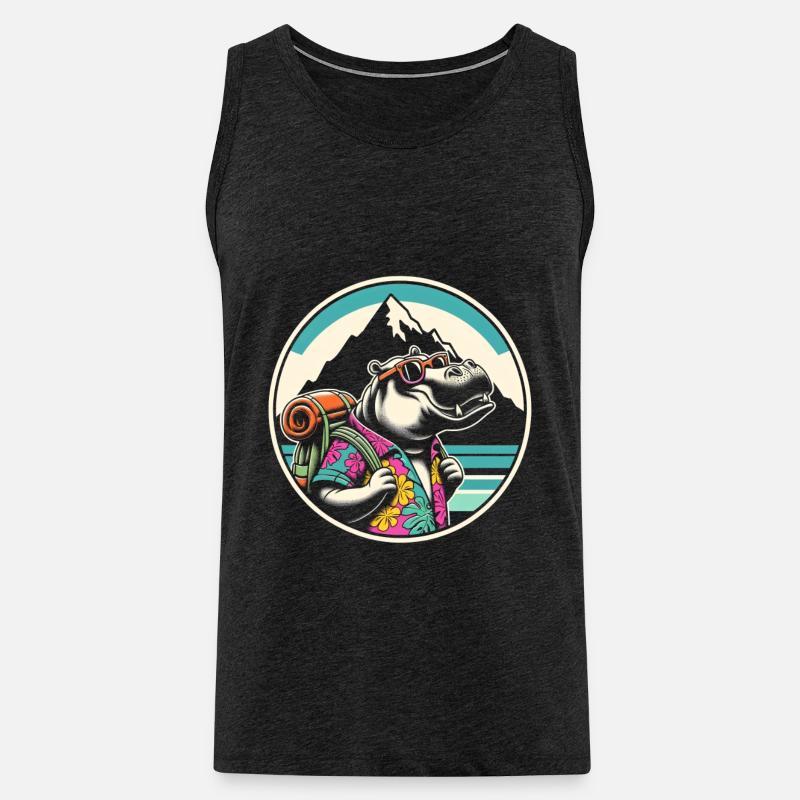 Wandern Nilpferd - Männer Premium Bio Tank Top - Anthrazit