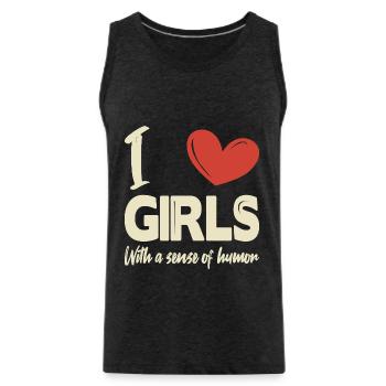 J’aime les filles - Débardeur bio Premium Homme - charbon - Devant - AI Model Male 185 dark (185cm)