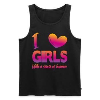 J’aime les filles - Débardeur bio Premium Homme - charbon - Devant - AI Model Male 185 dark (185cm)