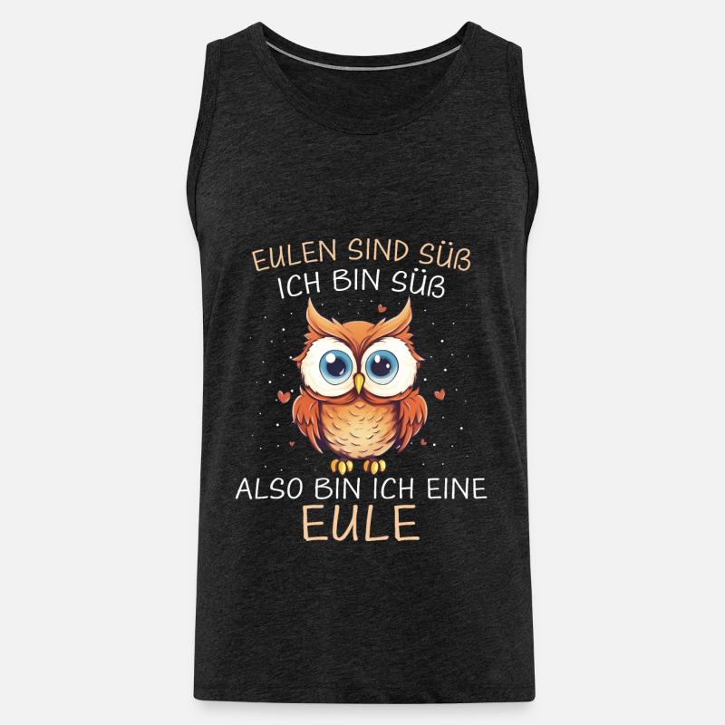 Nachteule Eule Eulen Vogel - Männer Premium Bio Tank Top - Anthrazit