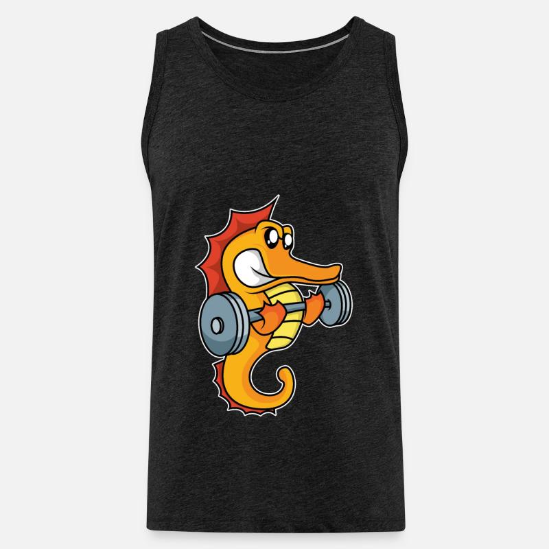 Gewichthebendes Seepferdchen - Männer Premium Bio Tank Top - Anthrazit