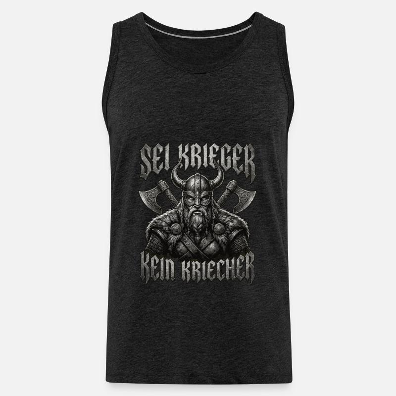 Sei Krieger kein Kriecher Wikinger Bart - Männer Premium Bio Tank Top - Anthrazit