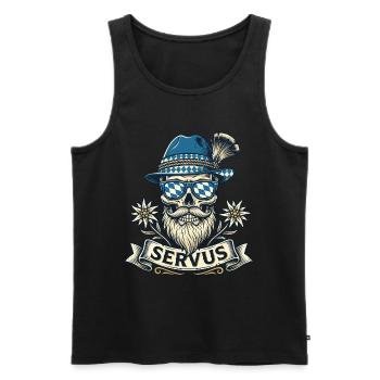 Trachtenshirt Herren Trachten T-Shirt Servus - Männer Premium Bio Tank Top - Anthrazit - Vorne - AI Model Male 185 dark (185cm)