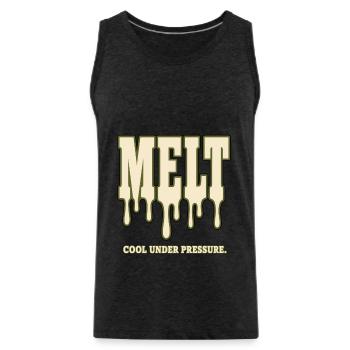 MELT – Refroidir sous pression | Humour sur le stress - Débardeur bio Premium Homme - charbon - Devant - AI Model Male 185 dark (185cm)