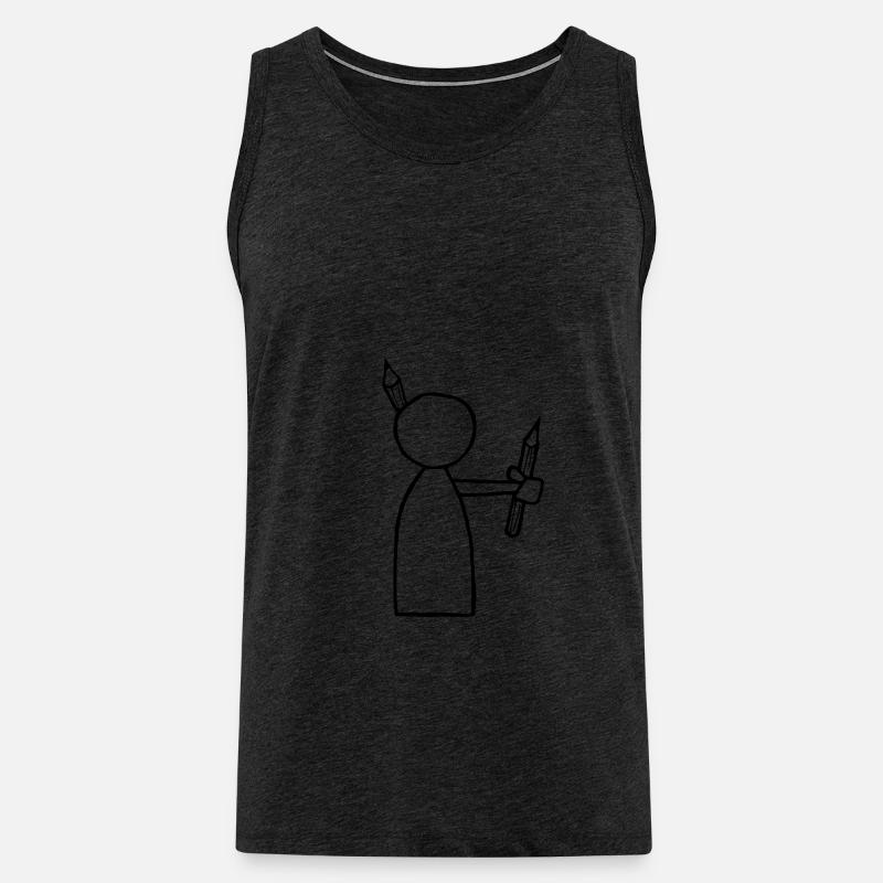 Männchen Zeichner - Männer Premium Bio Tank Top - Anthrazit
