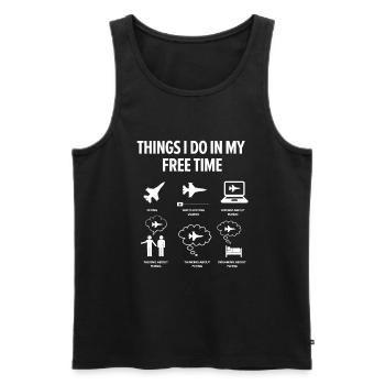Dinge, die ich gerne in meiner Freizeit mache... Fliegen - Männer Premium Bio Tank Top - Anthrazit - Vorne - Alexander (188cm)