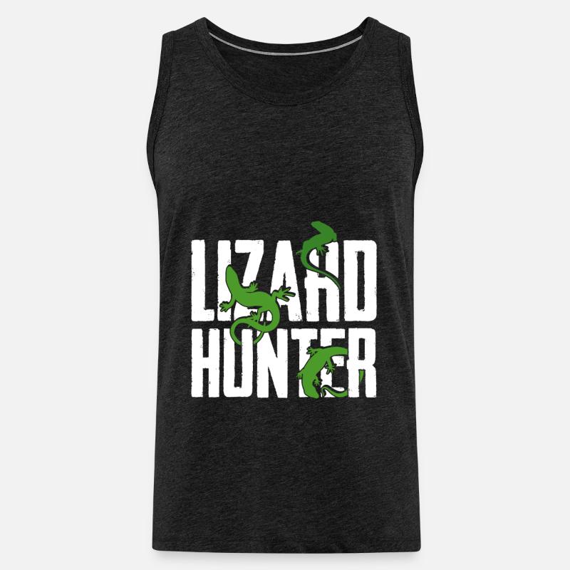 Lizard Hunter funny gecko - Männer Premium Bio Tank Top - Anthrazit