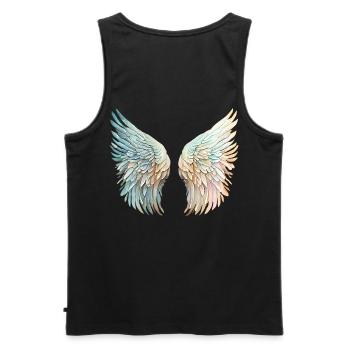 Verspiegelte pastellfarbene Engelsflügel - Männer Premium Bio Tank Top - Anthrazit - Hinten - AI Model Male 185 dark (185cm)