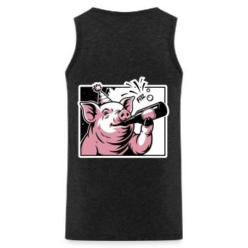Cochon avec bouteille de fête et de célébration - Débardeur bio Premium Homme - charbon - Dos - AI Model Male 185 dark (185cm)