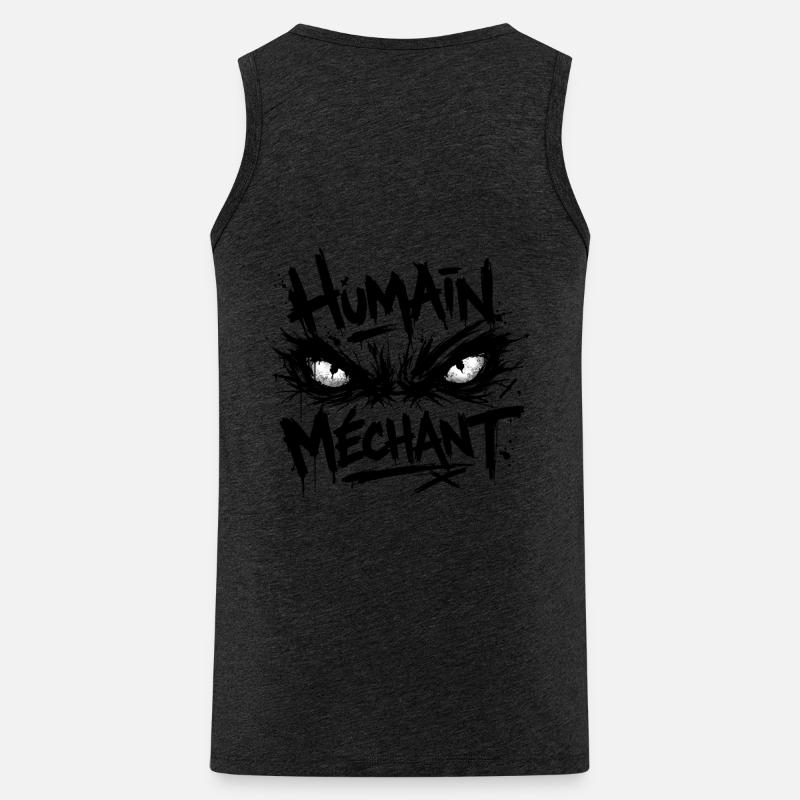 Evil Human Look Black Pattern - Men's Premium Organic Tank Top - charcoal grey