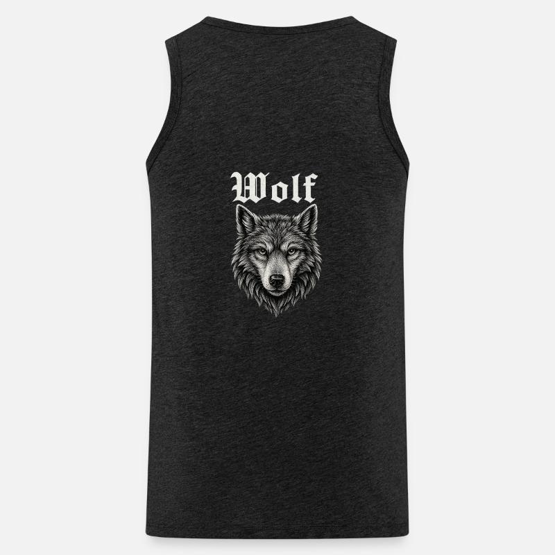 Gothic Wolf Kopf Illustration Geschenkidee - Männer Premium Bio Tank Top - Anthrazit