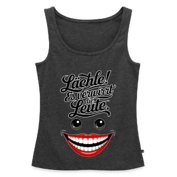 Immer lächeln - Frauen Premium Organic Tank Top - Anthrazit meliert - Vorne - AI Model Female 172 light (172cm)
