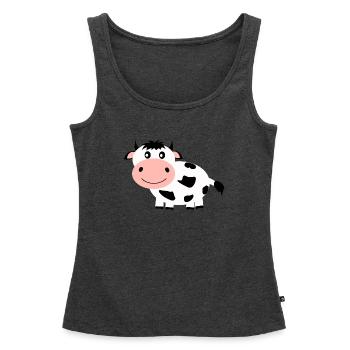 Bande dessinée vache en noir et blanc - Débardeur bio Premium Femme - anthracite chiné - Devant - AI Model Female 172 light (172cm)