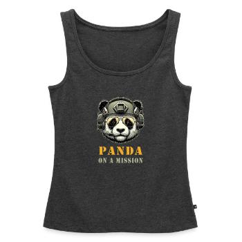 Panda en mission / Militaire - Débardeur bio Premium Femme - anthracite chiné - Devant - AI Model Female 172 light (172cm)