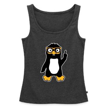 Penguin Geek Lunettes Index Lus Arrogant - Débardeur bio Premium Femme - anthracite chiné - Devant - AI Model Female 172 light (172cm)