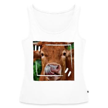 Rind - Frauen Premium Organic Tank Top - Weiß - Vorne - AI Model Female 172 light (172cm)