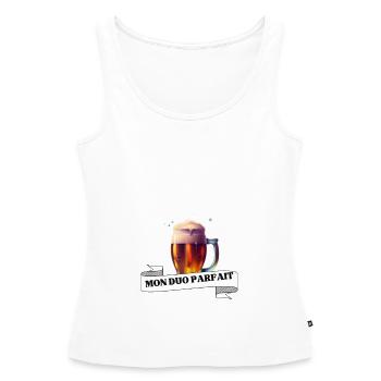 Bière Mon duo parfait depuis cuisine asiatique - Débardeur bio Premium Femme - blanc - Devant - AI Model Female 172 light (172cm)
