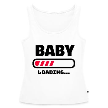 BABY LOADING IDÉE CADEAU DE GROSSESSE DRÔLE - Débardeur bio Premium Femme - blanc - Devant - AI Model Female 172 light (172cm)